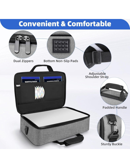 Funda de Transporte Cownmca para PS5, Gris, 41.91x29.21cm Funda de Transporte Cownmca para PS5, Gris, 41.91x29.21cm