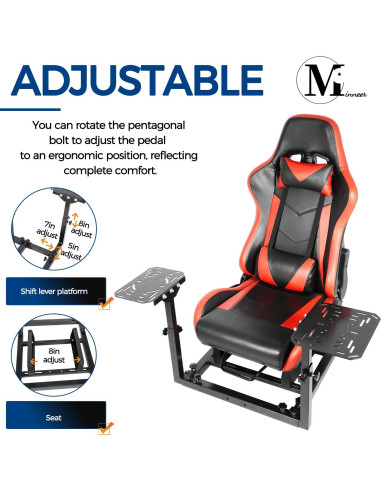 Cockpit de Simulación de Vuelo Minneer Rojo Ajustable