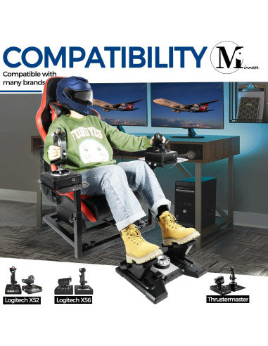 Cockpit de Simulación de Vuelo Minneer Rojo Ajustable