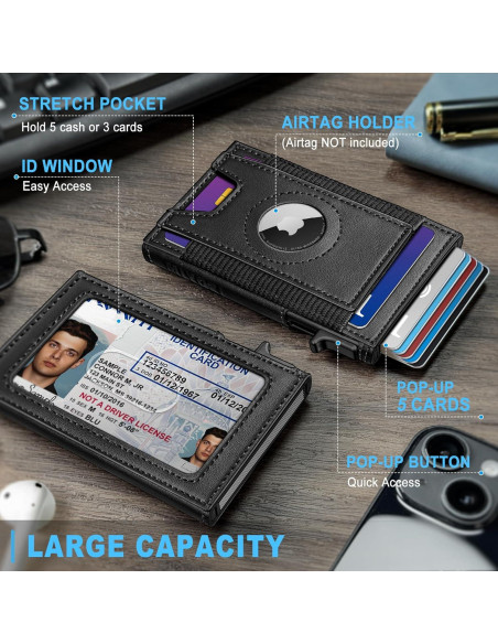 Billetera Airtag Minimalista para Hombres con Bloqueo RFID Billetera Airtag Minimalista para Hombres con Bloqueo RFID