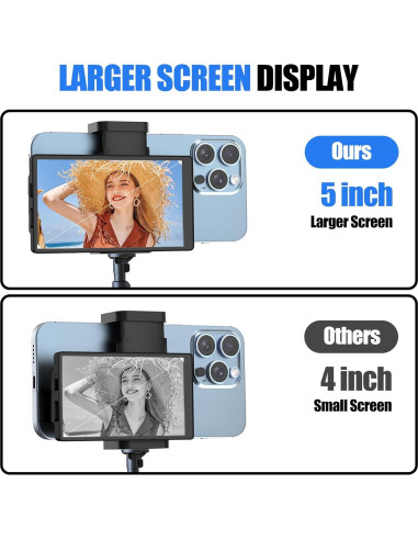 Monitor Selfie USBERG 5" HD para Vlog iPhone con Control Remoto