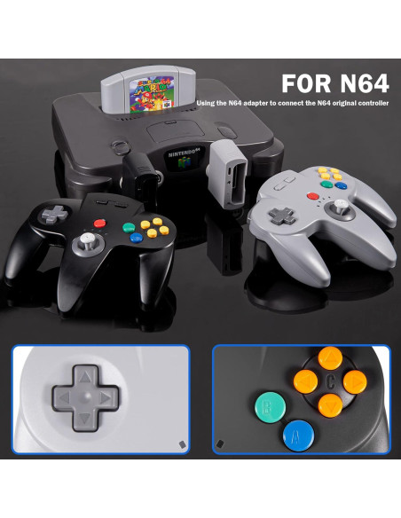 Controlador Inalámbrico KIWITATA para N64 Negro - Joystick Recargable Controlador Inalámbrico KIWITATA para N64 Negro - Joystick Recargable