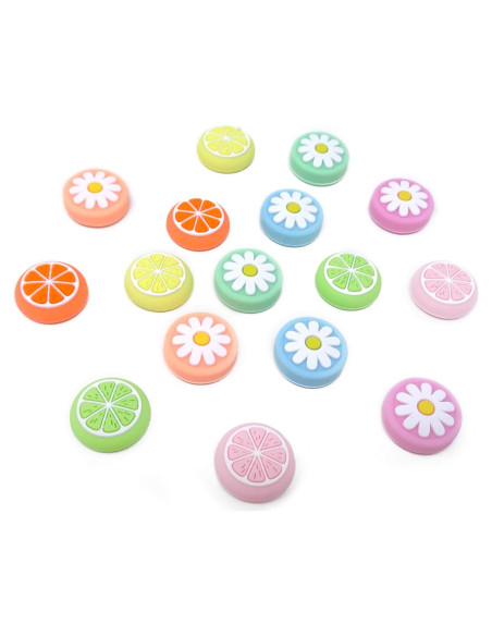 Tapas de Agarre Silicona Honbay 16PCS Joy-Con Limón y Flor Tapas de Agarre Silicona Honbay 16PCS Joy-Con Limón y Flor