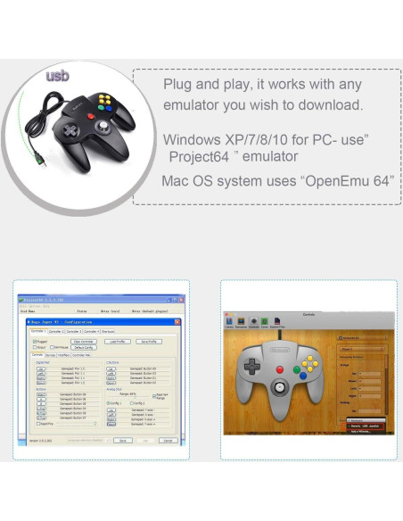 Paquete 2 Controladores USB N64 Kiwitatá para PC y Mac Paquete 2 Controladores USB N64 Kiwitatá para PC y Mac