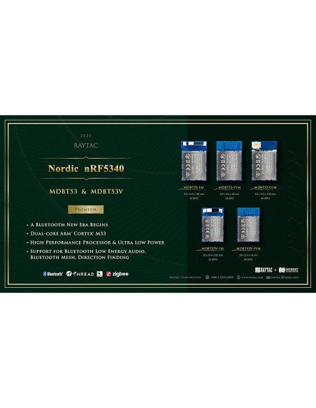Módulo Bluetooth Raytac MDBT53-U1M nRF5340 48 GPIO Módulo Bluetooth Raytac MDBT53-U1M nRF5340 48 GPIO