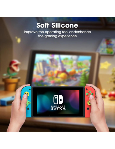 Tapa de agarre Joycon AUDHEID 7 piezas verde y amarillo