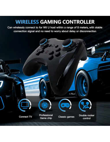Controlador Pro Inalámbrico Icelily para Nintendo Wii U Negro