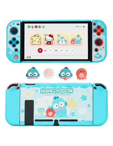 Tapas de Pulgar y Carcasa Protectora Nintendo Switch Pez