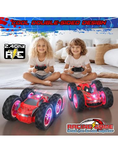 Coche RC Acrobático Wupuaait 1:24 Doble Cara LED Rojo