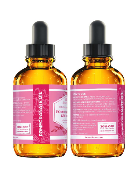 Aceite de Semilla de Granada Leven Rose 100% Puro 28.35 ml Aceite de Semilla de Granada Leven Rose 100% Puro 28.35 ml