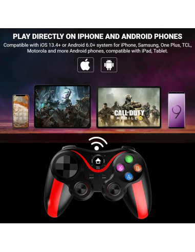 Controlador de Juego Móvil arVin para iPhone y Android Rojo