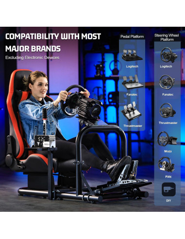 Cockpit de Simulador Marada con Asiento Rojo Ajustable