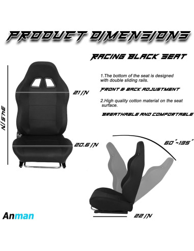 Cockpit Simulador de Carreras Anman Ajustable 135x81cm
