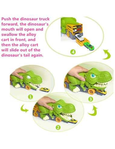 Juego de Camión T-Rex Johehe con 6 Coches Metal y Alfombrilla