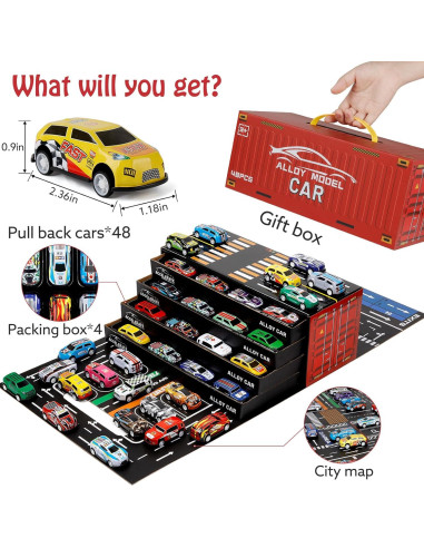 Juego de 48 Coches de Retroceso Bublonics - Juguetes para Niños