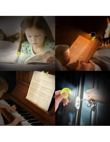 Luz de libro recargable HONGUT verde con 2 modos de luz