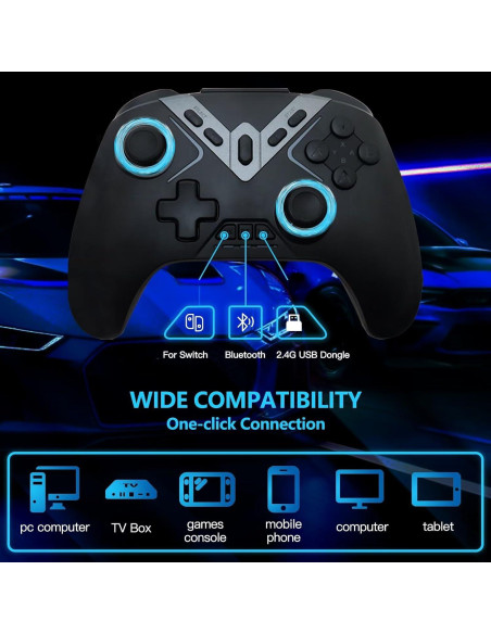 Controlador INIQI Bluetooth Doble Efecto Hall para PC Controlador INIQI Bluetooth Doble Efecto Hall para PC