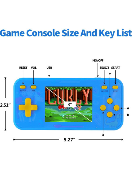 Consola de Juego Portátil YOROSY 240 Juegos LCD 3" Azul Consola de Juego Portátil YOROSY 240 Juegos LCD 3" Azul