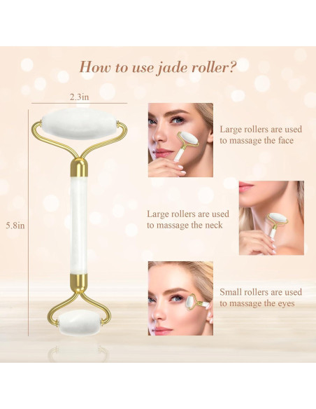 Juego de Masaje Facial Gua Sha y Rodillo de Jade YLTNEUQER Juego de Masaje Facial Gua Sha y Rodillo de Jade YLTNEUQER