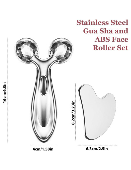 Juego de Gua Sha y Rodillo Facial Leiwo - Acero Inoxidable Juego de Gua Sha y Rodillo Facial Leiwo - Acero Inoxidable