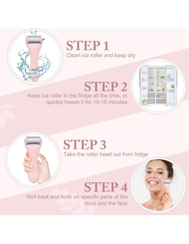 Rodillo de Hielo Facial MAANGE 2 Pcs Rosa para Ojos y Cara