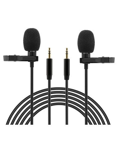 Paquete de 2 Micrófonos Lavalier JCMOYUTY MEMIC Omnidireccional
