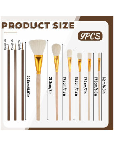 Juego de 9 Pinceles para Esmalte de Cerámica JJUNW 2
