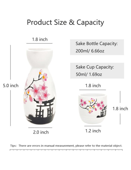 Juego de Sake 5 Piezas Artesanos Antiguos Cerámica Sakura Juego de Sake 5 Piezas Artesanos Antiguos Cerámica Sakura