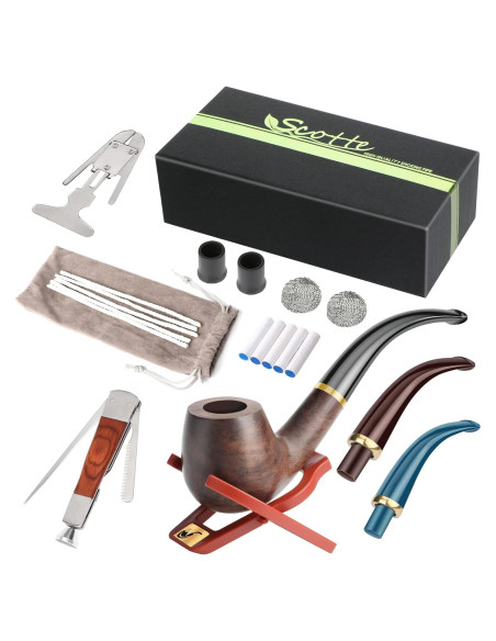 Kit de Pipa de Madera Scotte Hecho a Mano con Accesorios Kit de Pipa de Madera Scotte Hecho a Mano con Accesorios
