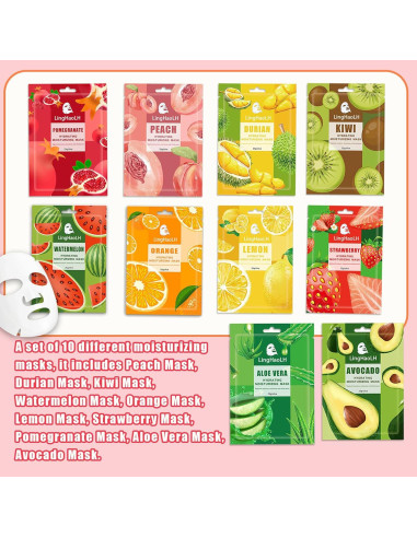 Paquete de 20 mascarillas faciales LingHaoLH hidratantes