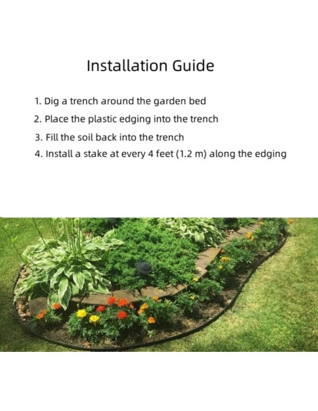 Borde de Jardín ANLEOLIFE 60 pies Flexible Anti-UV Borde de Jardín ANLEOLIFE 60 pies Flexible Anti-UV