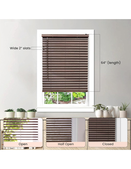 Persianas Sin Cuerda PowerSellerUSA 48x64 Caoba Vinilo Persianas Sin Cuerda PowerSellerUSA 48x64 Caoba Vinilo