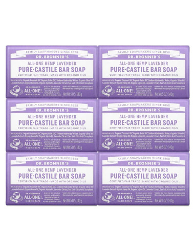 Jabón de Barra Dr. Bronner's Pure-Castile Lavanda 6x142g