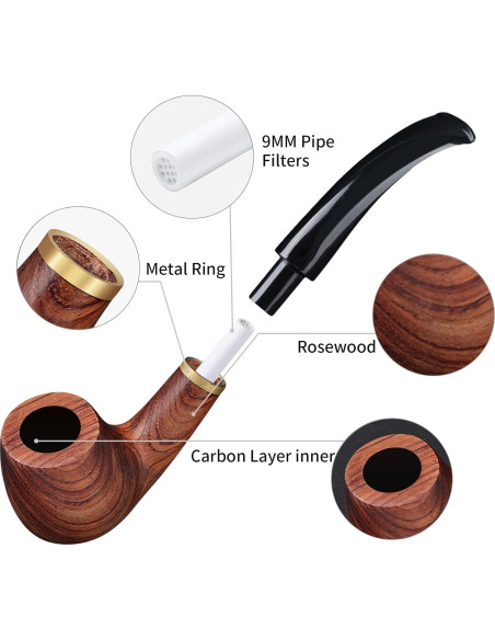 Juego de Pipas Joyoldelf de Madera de Secuoya con Soporte Juego de Pipas Joyoldelf de Madera de Secuoya con Soporte