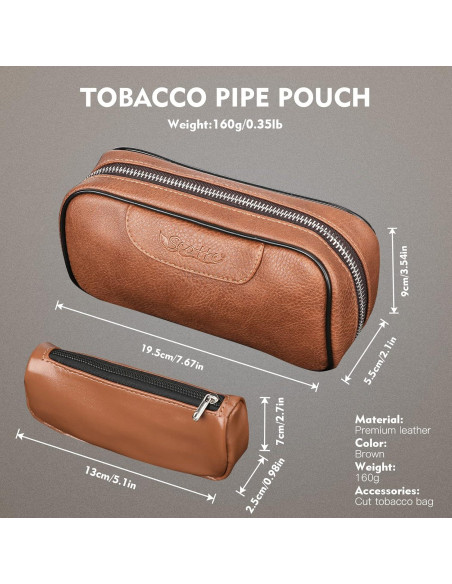 Funda de Cuero PU Scotte para 2 Pipás de Tabaco Funda de Cuero PU Scotte para 2 Pipás de Tabaco