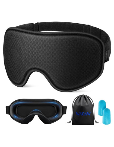 Máscara de Sueño WAOAW 3D Ajustable para Dormir y Viajar