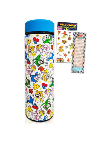 Botella de Agua Aislada Super Mario 502ml + Taza y Pegatinas