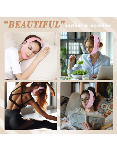 Mascarilla Facial V Line Beiskll con Correa Ajustable Rosa