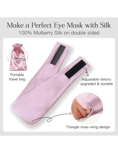 Máscara de Ojos de Seda iCooBreeze Ajustable Rosa Loto Máscara de Ojos de Seda iCooBreeze Ajustable Rosa Loto