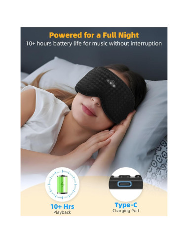 Máscara de Sueño Bluetooth Mixiba 3D Ajustable con Auriculares