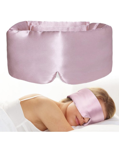 Máscara de Ojos de Seda iCooBreeze Ajustable Rosa Loto