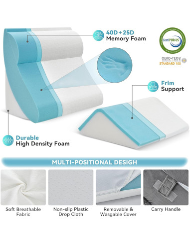 Almohadas en Cuña Kingfun 4 Piezas Espuma Viscoelástica