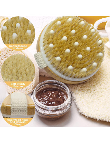 Cepillo Corporal Seco de Bambú GiimiBash Exfoliador Suave