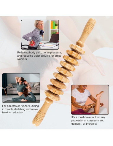 Rodillo de Masaje de Madera KintKita 9 Rodillos Anticelulitis