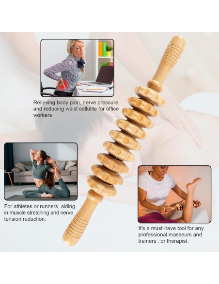 Rodillo de Masaje de Madera KintKita 9 Rodillos Anticelulitis Rodillo de Masaje de Madera KintKita 9 Rodillos Anticelulitis