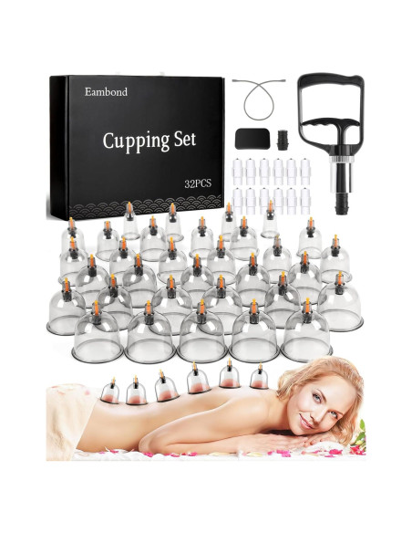Kit de Ventosas Eambond 32 Copas y Bomba para Masaje Kit de Ventosas Eambond 32 Copas y Bomba para Masaje