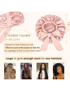 Bonete de Seda YANIBEST para Dormir Mujeres Rosa Pálido 2