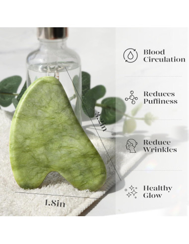 Gua Sha Facial BAIMEI Jade Verde para Cuidado de la Piel