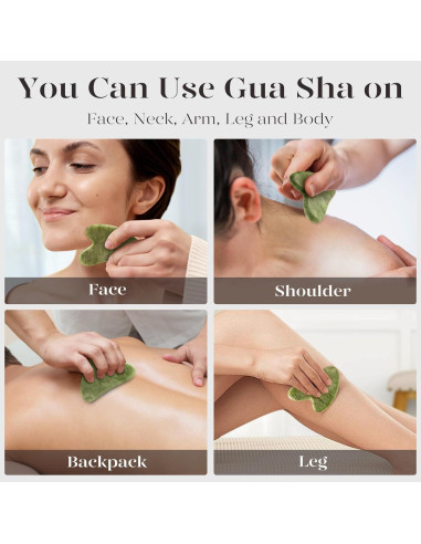 Gua Sha Facial BAIMEI Jade Verde para Cuidado de la Piel