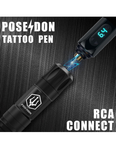 Kit de Tatuaje Poseidon - Pluma Inalámbrica con 2 Baterías